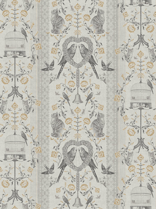 Bye Bye Birdie! Wallpaper by Divine Savages in Buttercup, pattern swatch