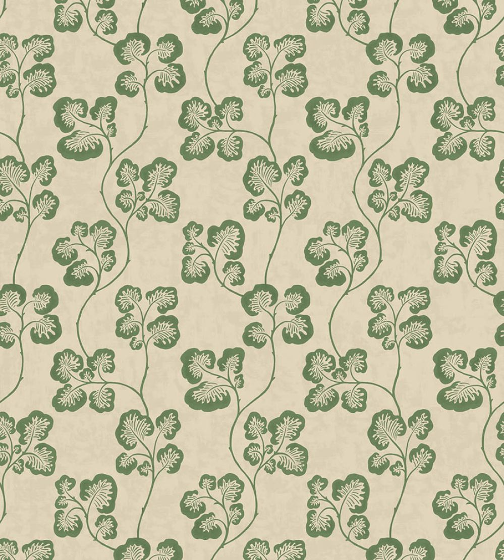Cabbage Check Wallpaper by Josephine Munsey Brookes Green and Edge Sand