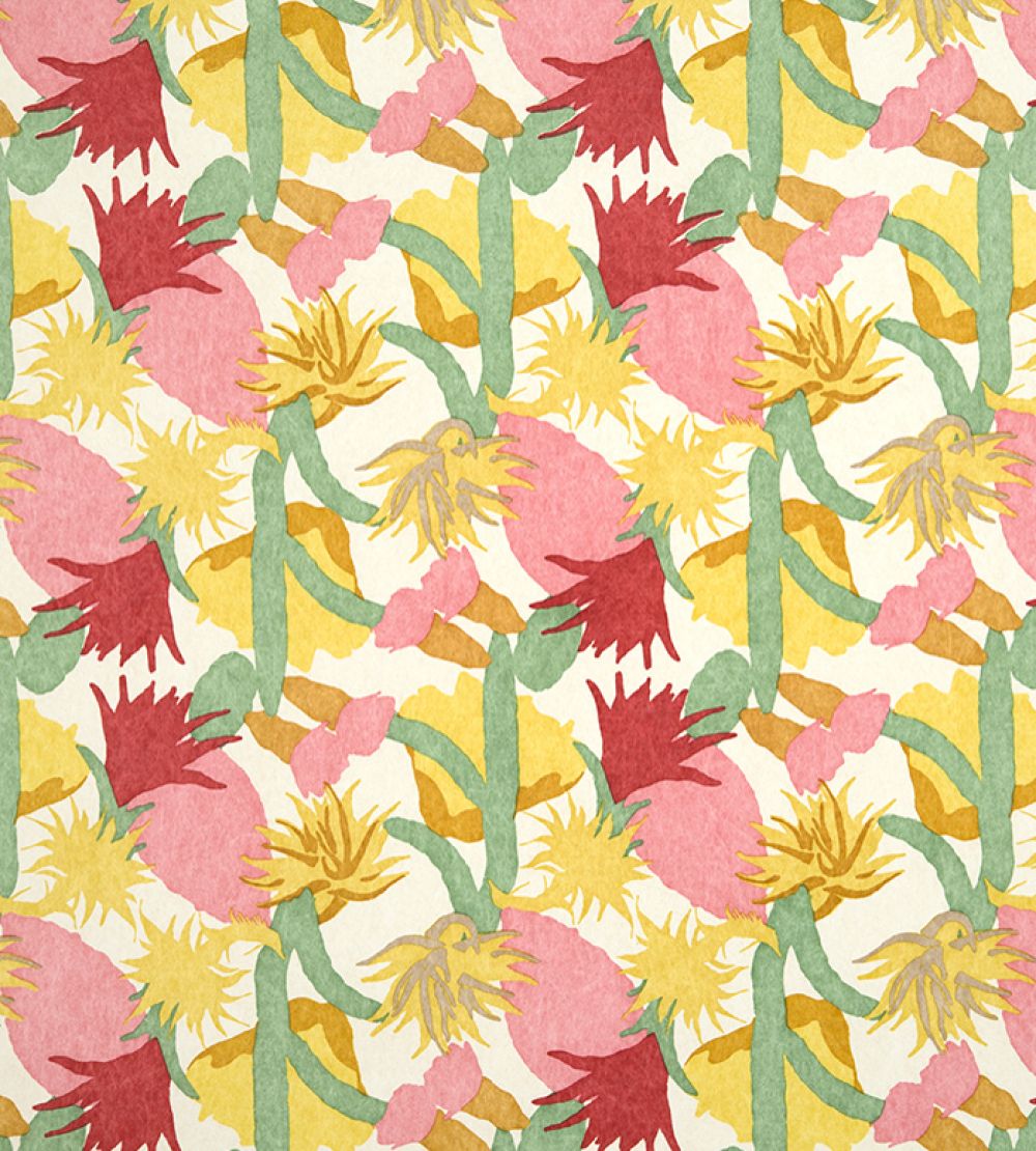 Cactus Flower Wallpaper by Christopher Farr Cloth Fuchsia