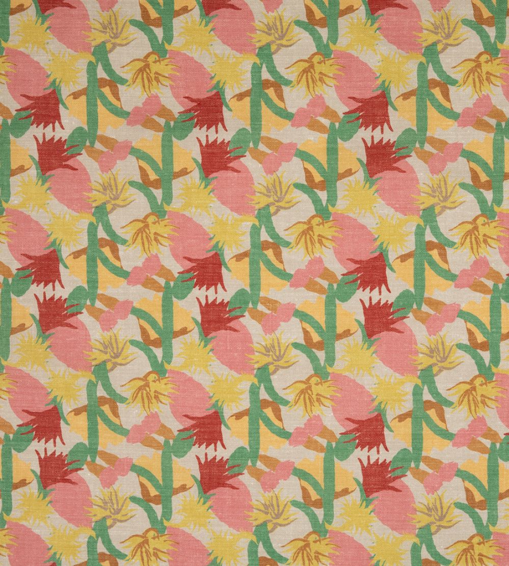 Cactus Flower Performance Fabric by Christopher Farr Cloth Limone