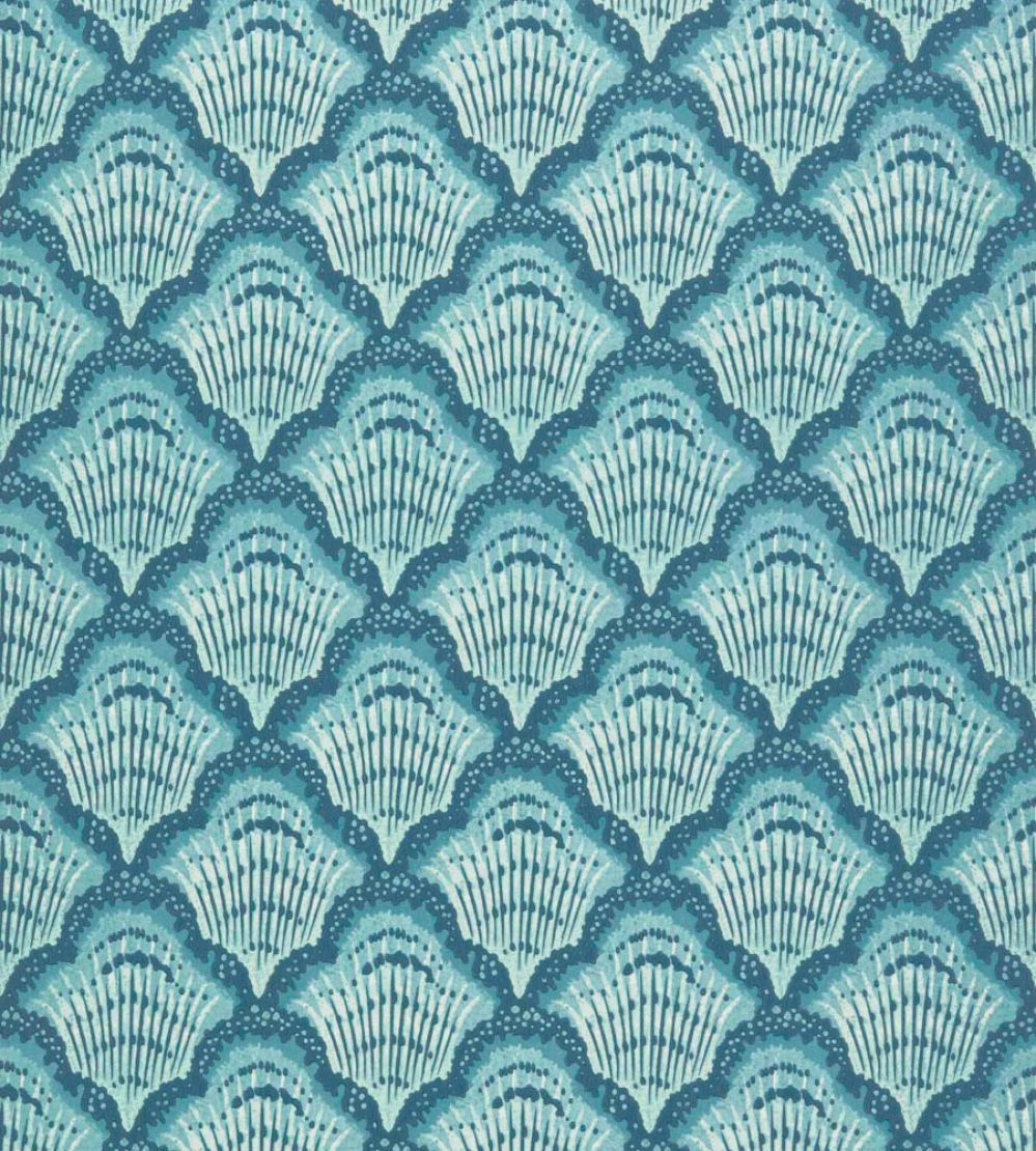 Calico Shell Wallpaper by 1838 Wallcoverings Aqua