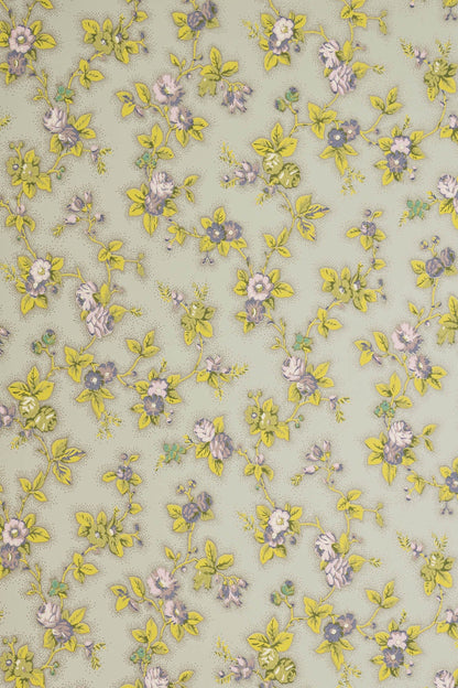 Cambridge Rose Wallpaper by Jean Monro in Amethyst & Lime