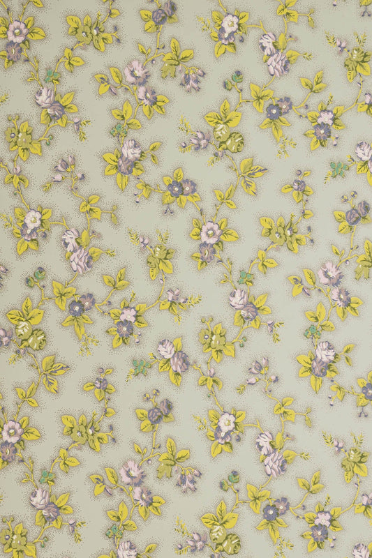 Cambridge Rose Wallpaper by Jean Monro in Amethyst & Lime