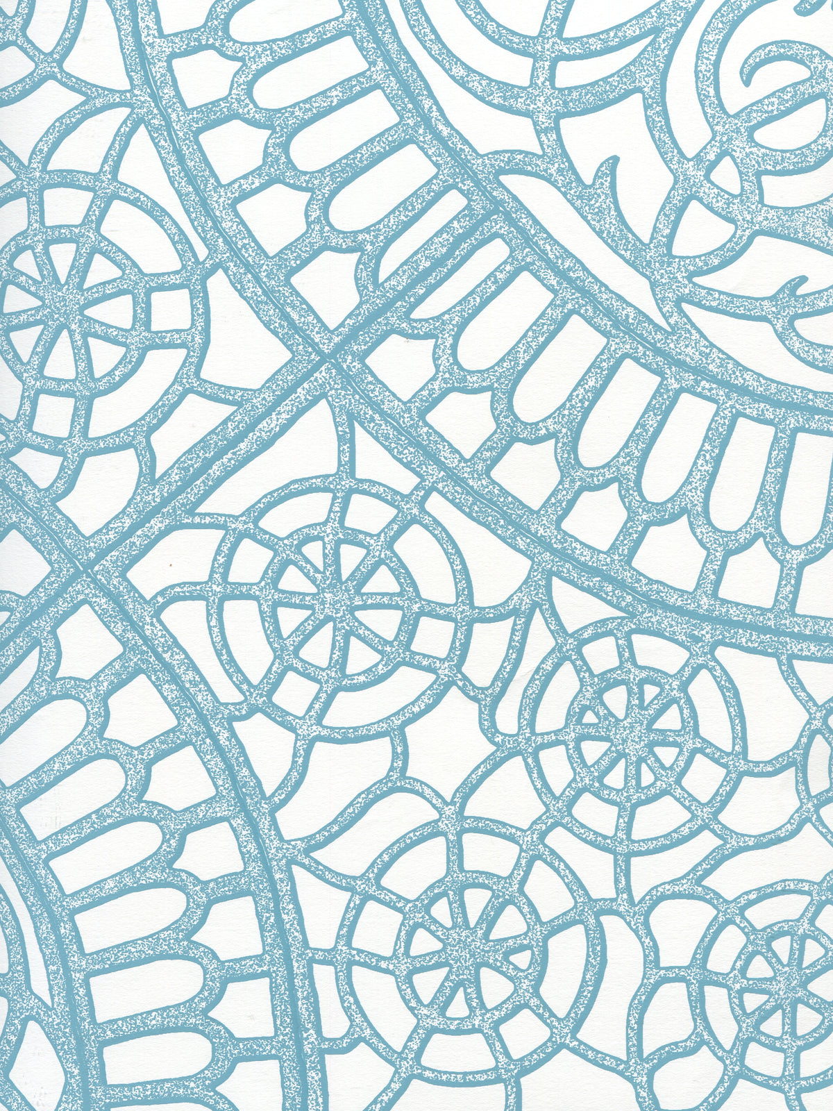Camelot Turquoise on White wallpaper by Cloth & Paper