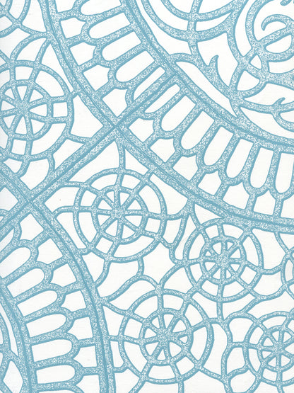 Camelot Turquoise on White wallpaper by Cloth & Paper