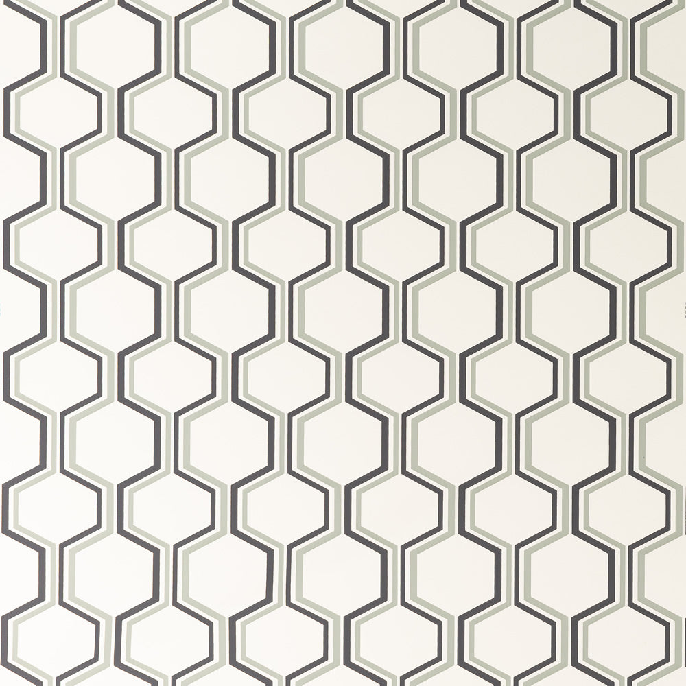Camino Grey / Charcoal on Almost White wallpaper by Quadrille