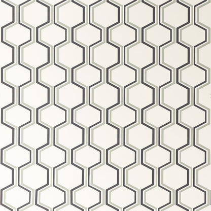 Camino Grey / Charcoal on Almost White wallpaper by Quadrille