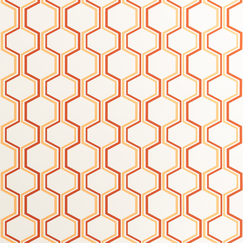 Camino Pale Terracotta / Dark Terracota on Almost White wallpaper by Quadrille