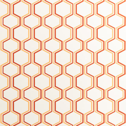 Camino Pale Terracotta / Dark Terracota on Almost White wallpaper by Quadrille