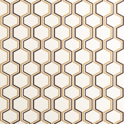 Camino Camel / Brown on Almost White wallpaper by Quadrille