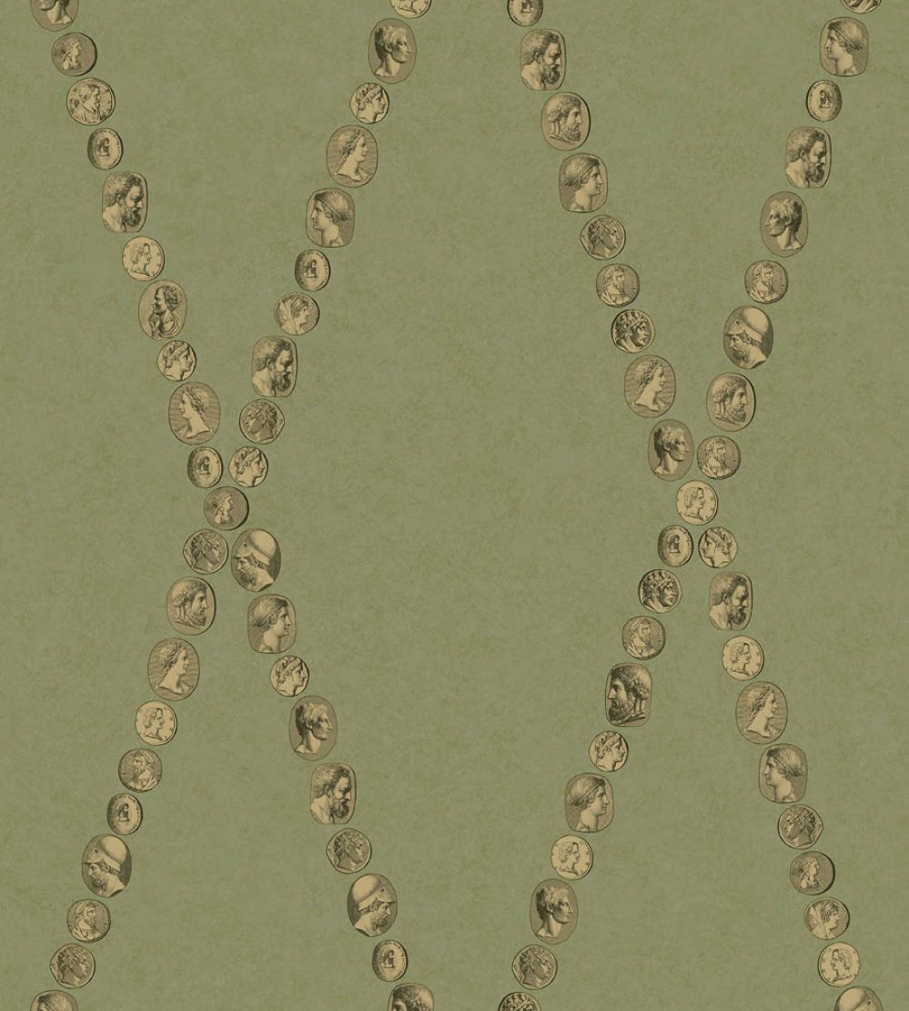 Cammei Wallpaper by Cole & Son Antique Gold on Olive