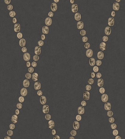 Cammei Wallpaper by Cole & Son Gold on Charcoal