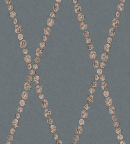 Cammei Wallpaper by Cole & Son Slate & Rose Gold