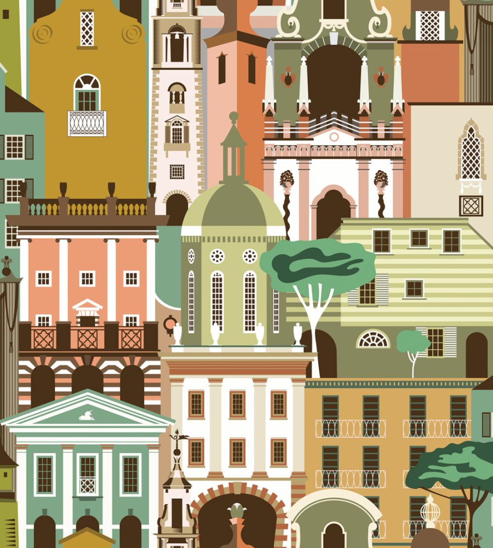 Campanile Wallpaper by Mini Moderns Totem Green