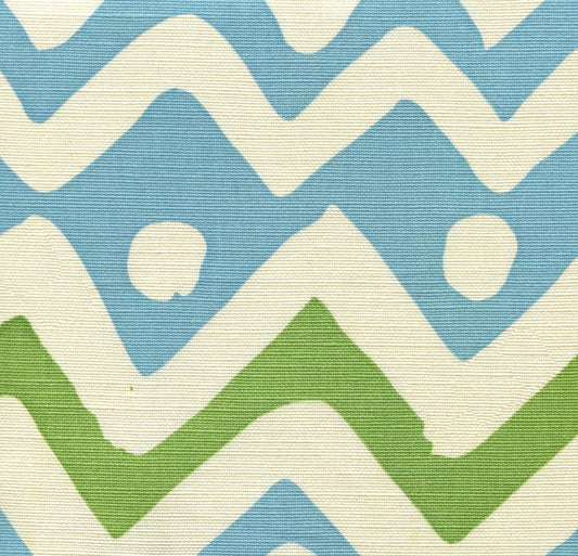 Cap Ferrat Greens Turquoise on Tint fabric by Alan Campbell