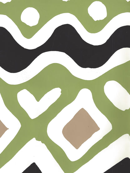 Cap Ferrat Jungle Green Taupe Black on Almost White wallpaper by Alan Campbell
