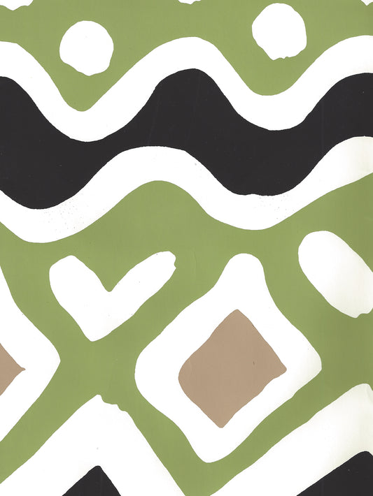 Cap Ferrat Jungle Green Taupe Black on Almost White wallpaper by Alan Campbell