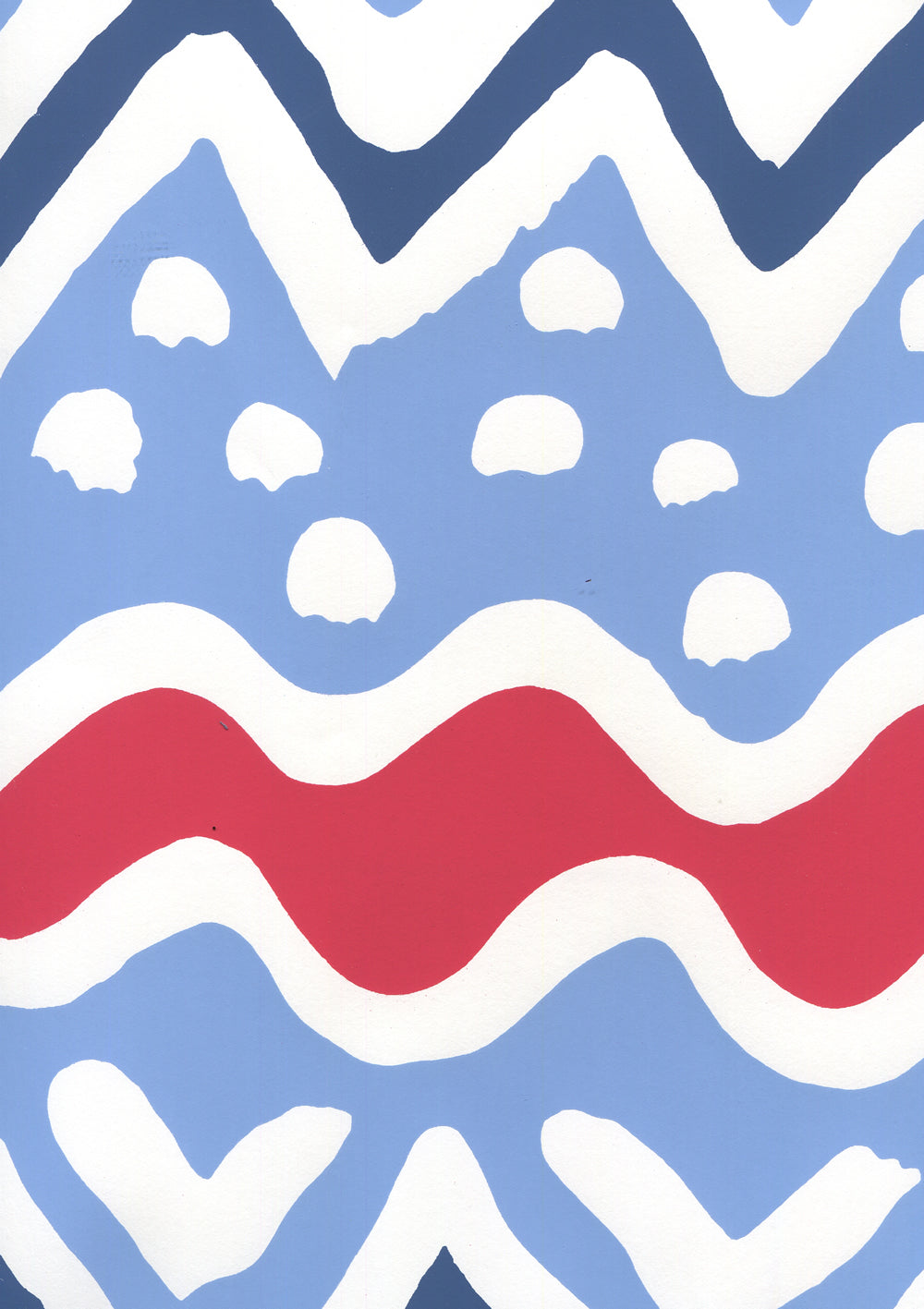 Cap Ferrat Navy Blue Red on White wallpaper by Alan Campbell