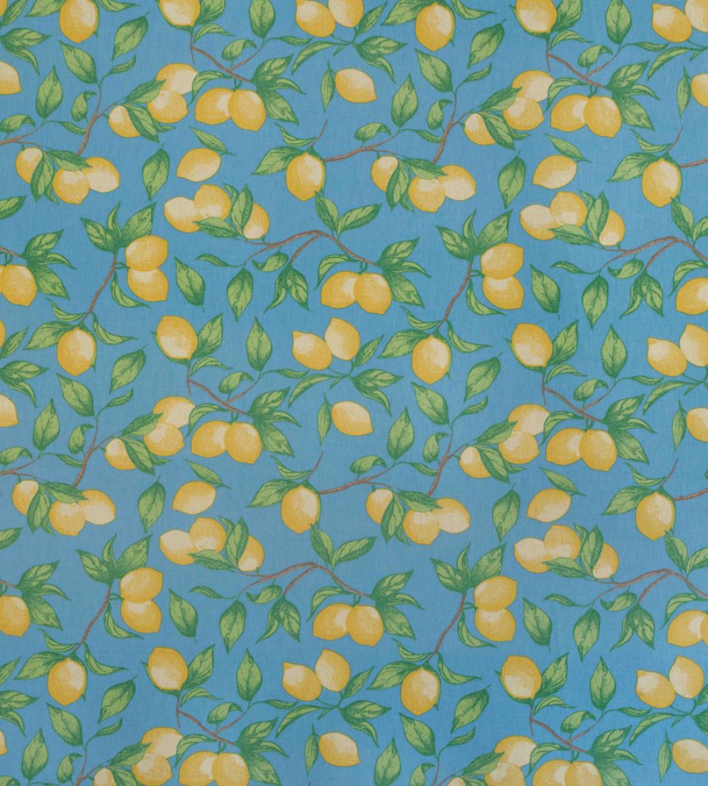 Capri Lemon Fabric by Barneby Gates Azure Blue