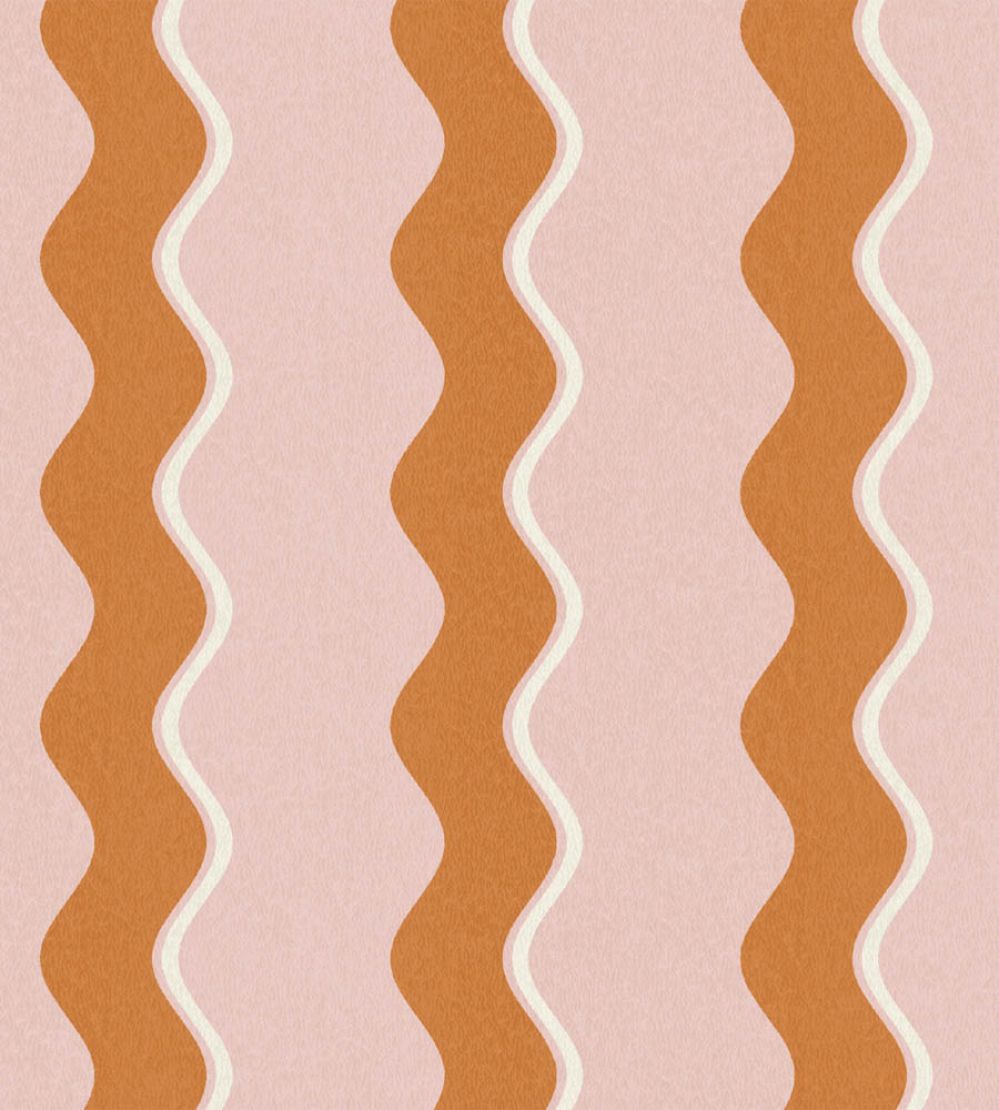 Cari Wave Wallpaper by Woodchip & Magnolia Gorse/Pink Cloud