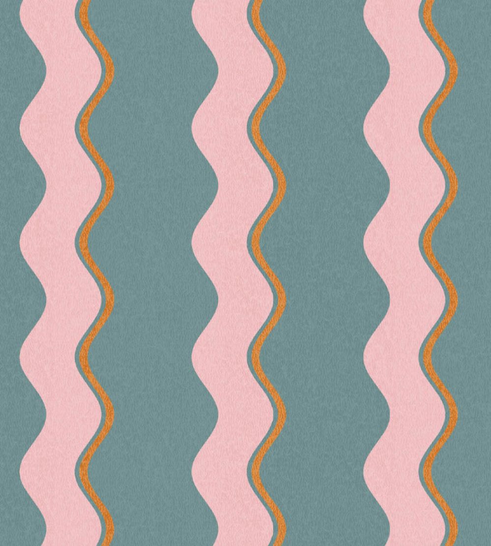 Cari Wave Wallpaper by Woodchip & Magnolia Marine Blue