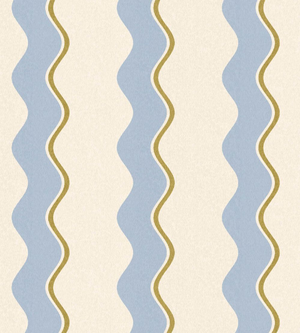 Cari Wave Wallpaper by Woodchip & Magnolia Sky Blue/Pebble