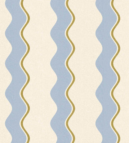 Cari Wave Wallpaper by Woodchip & Magnolia Sky Blue/Pebble