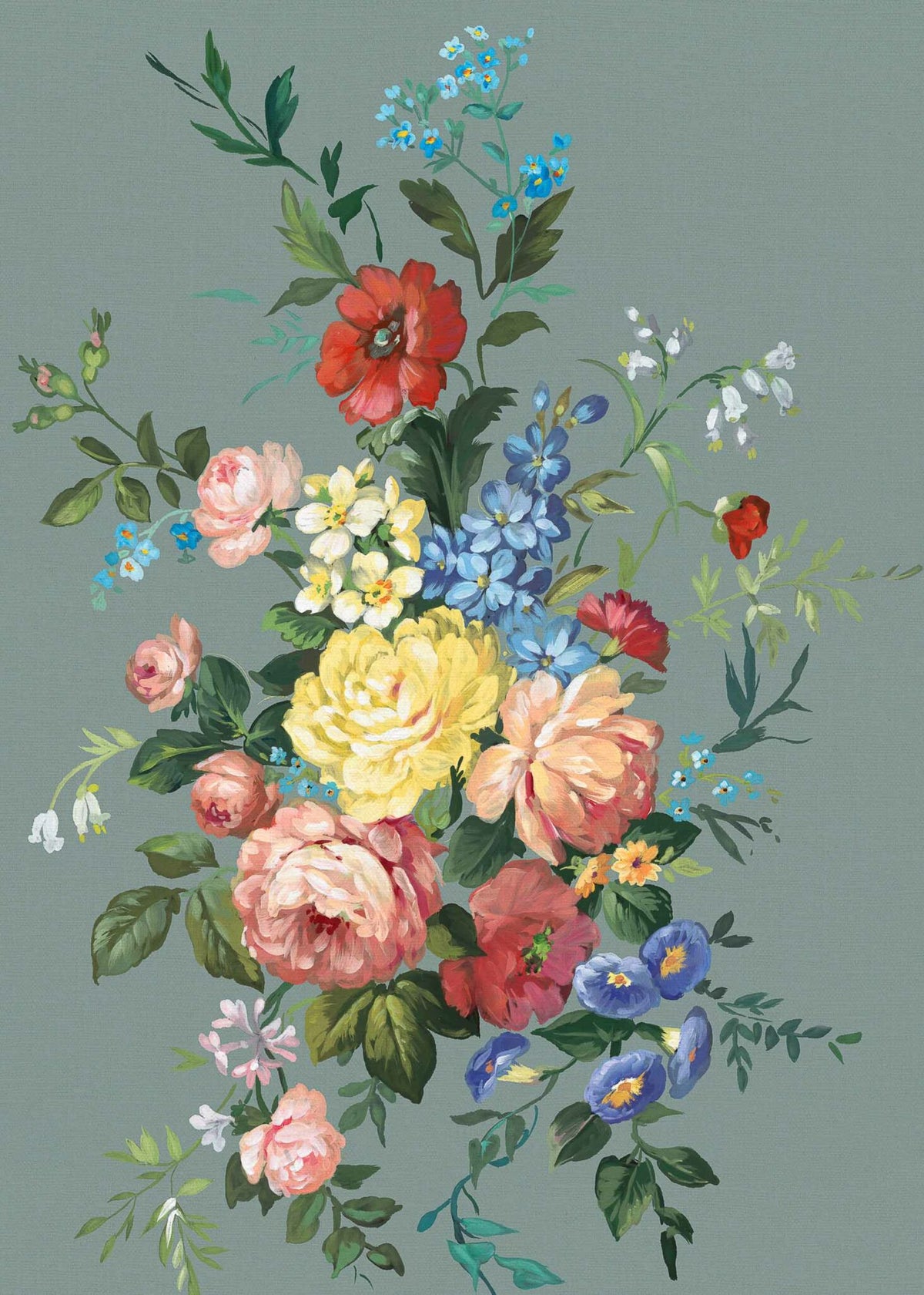 Carmen wallpaper by Coordonné in Celadón, flat pattern view