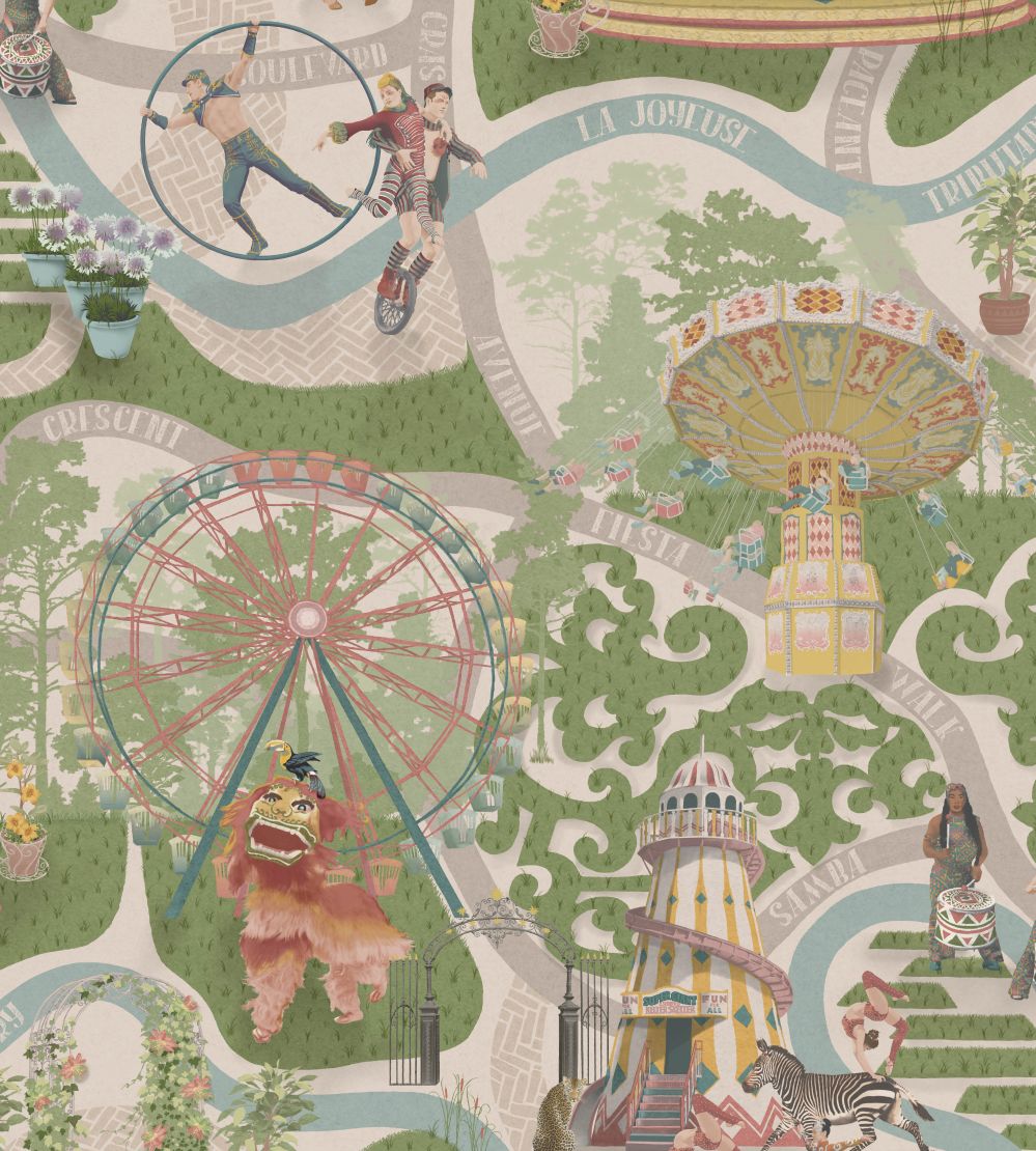 Carnival Map Wallpaper by Brand McKenzie Grass Green