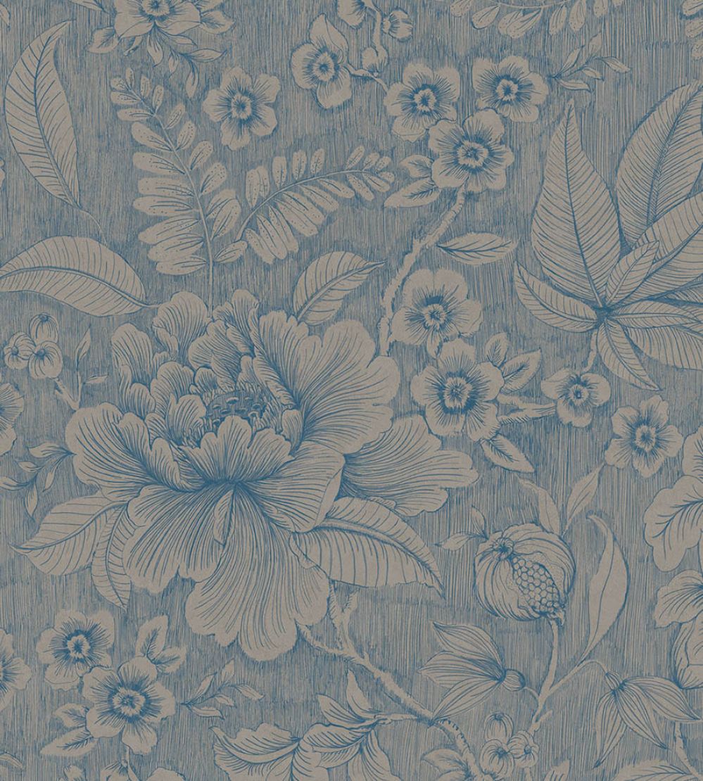 Casa De Fiore Wallpaper by Eijffinger Khaki/Blue