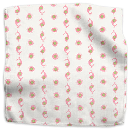 Casablanca Natural Fabric by Kathryn M. Ireland in Natural/Bubblegum Pink & Margarita Green
