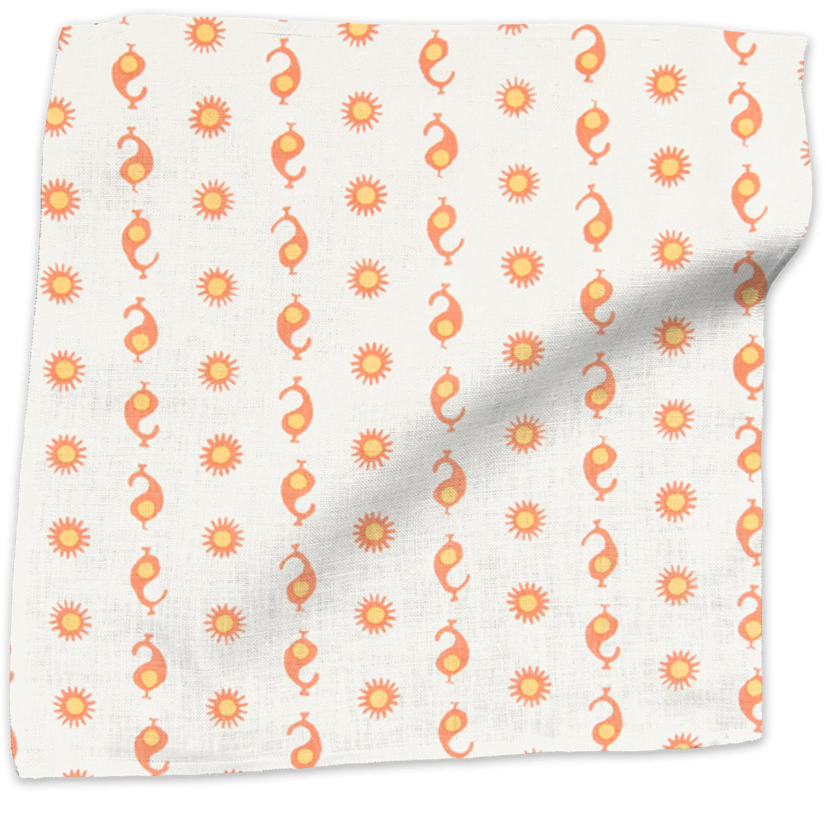 Casablanca Natural Fabric by Kathryn M. Ireland in Natural/Flame & Mustard