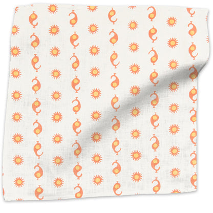 Casablanca Natural Fabric by Kathryn M. Ireland in Natural/Flame & Mustard
