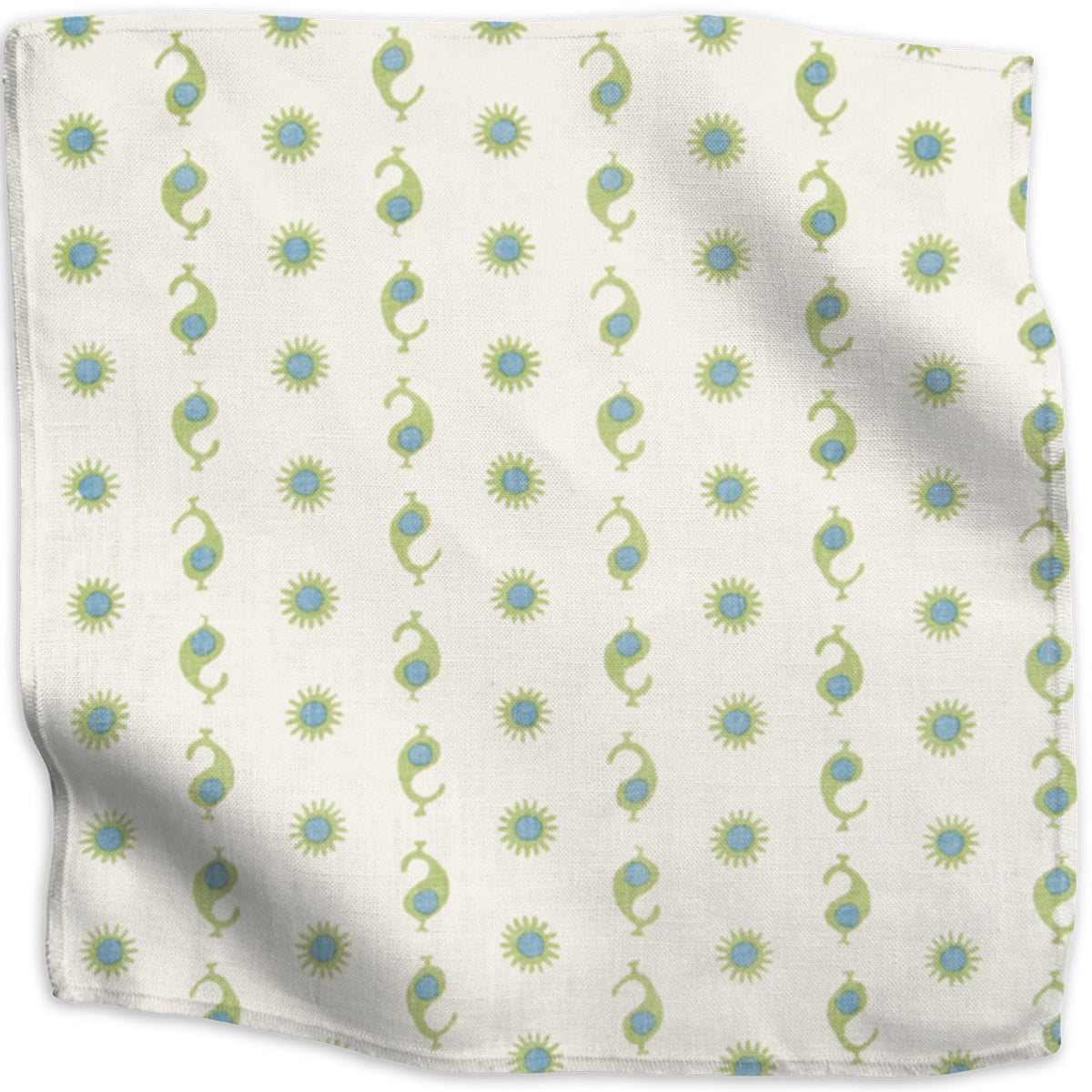 Casablanca Natural Fabric by Kathryn M. Ireland in Natural/Margarita Green & Electric Blue