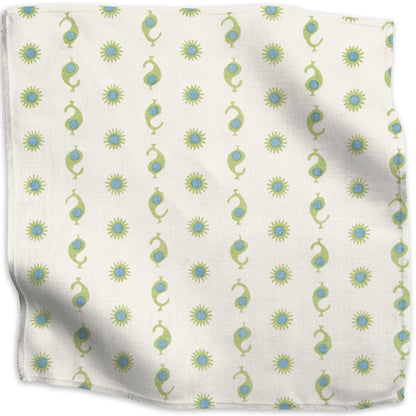Casablanca Natural Fabric by Kathryn M. Ireland in Natural/Margarita Green & Electric Blue