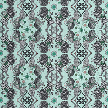 Caspian Satin Aqua fabric by Clarke & Clarke