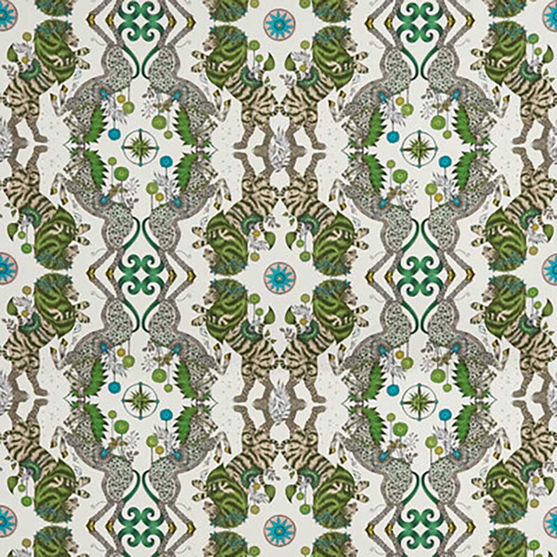 Caspian Satin Lime fabric by Clarke & Clarke