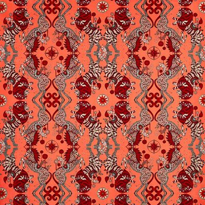 Caspian Coral velvet fabric by Clarke & Clarke