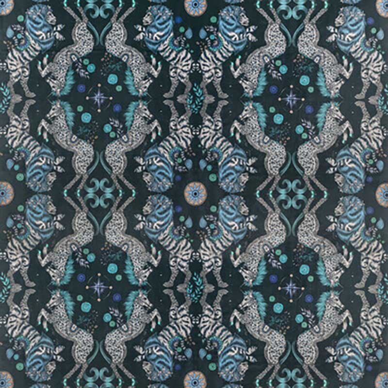 Caspian Navy velvet fabric by Clarke & Clarke