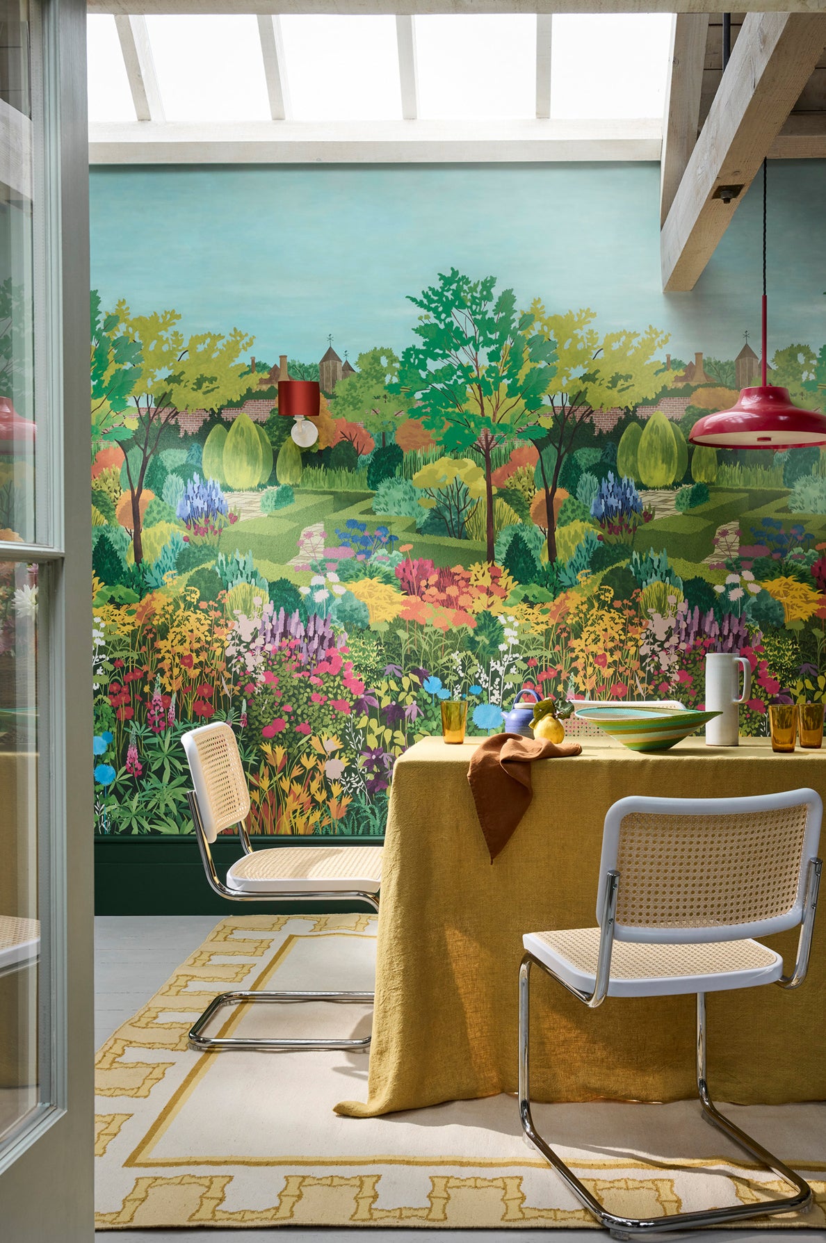 Castle Garden mural by Little Greene in Pale Lime