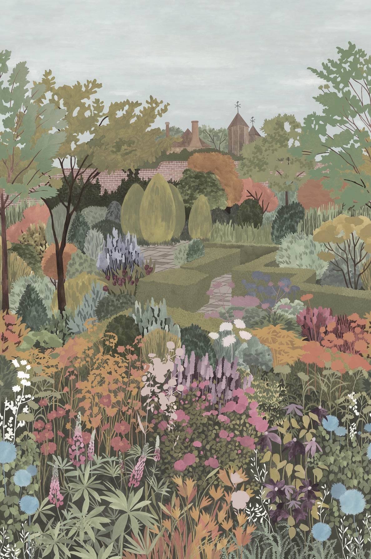 Castle Garden mural by Little Greene in Sage Green