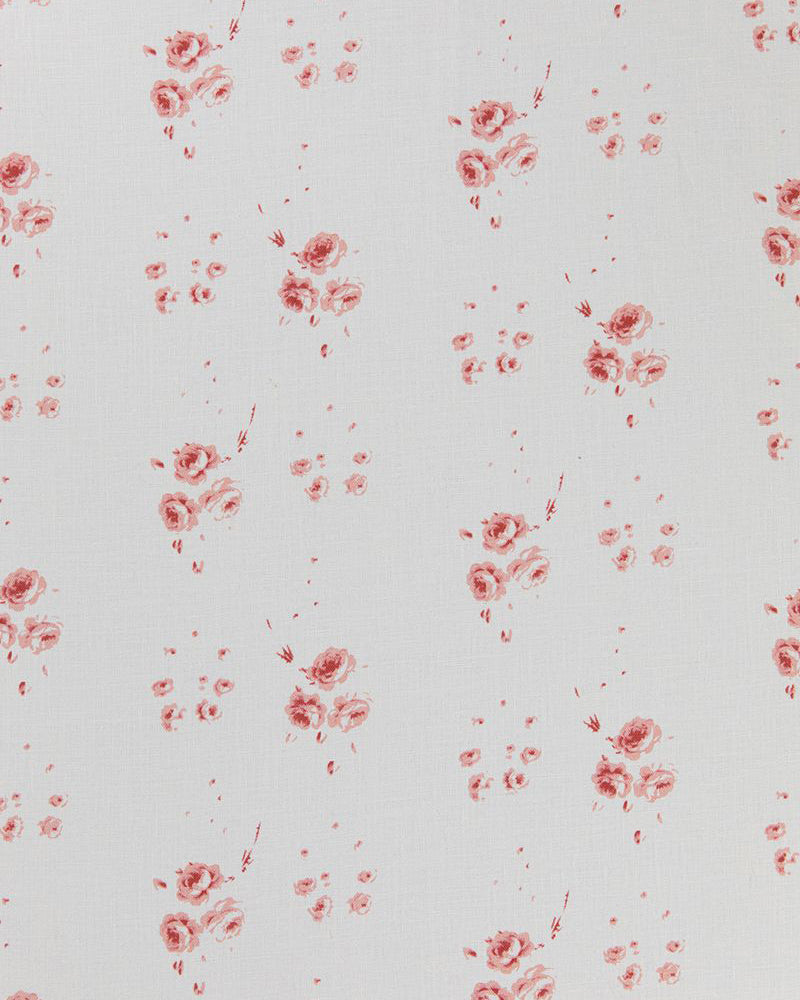 Catherine Rose Pink on White fabric by Cabbages & Roses