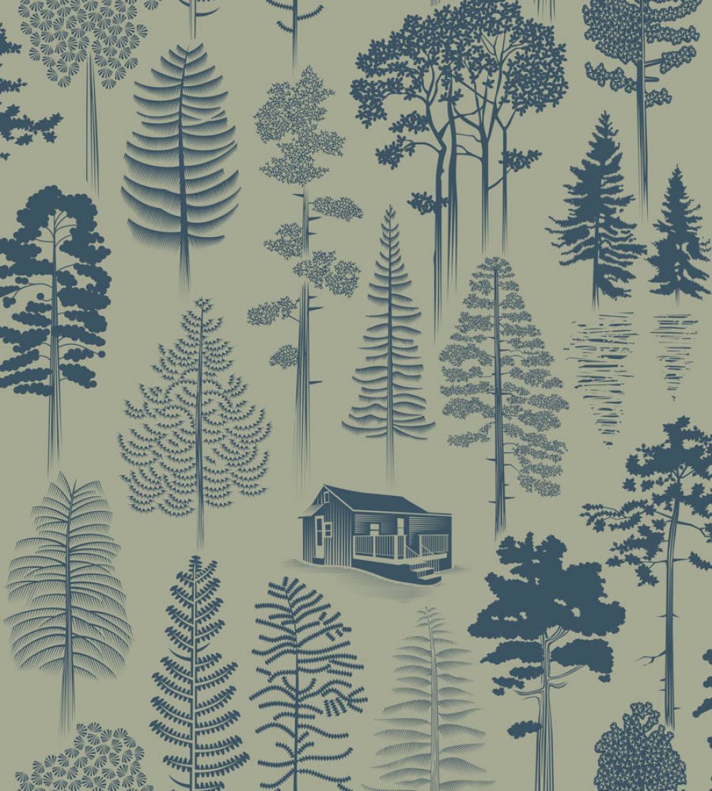Catskills Wallpaper by Mini Moderns Blue Lichen