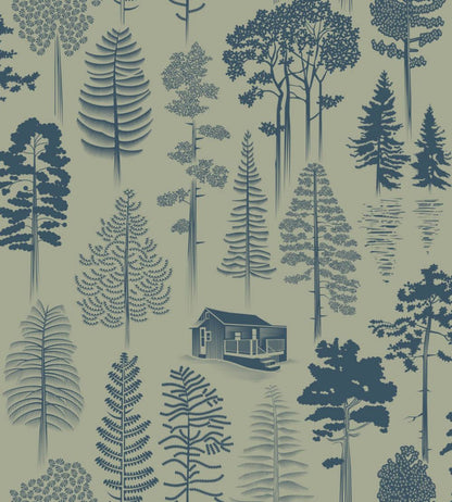 Catskills Wallpaper by Mini Moderns Blue Lichen