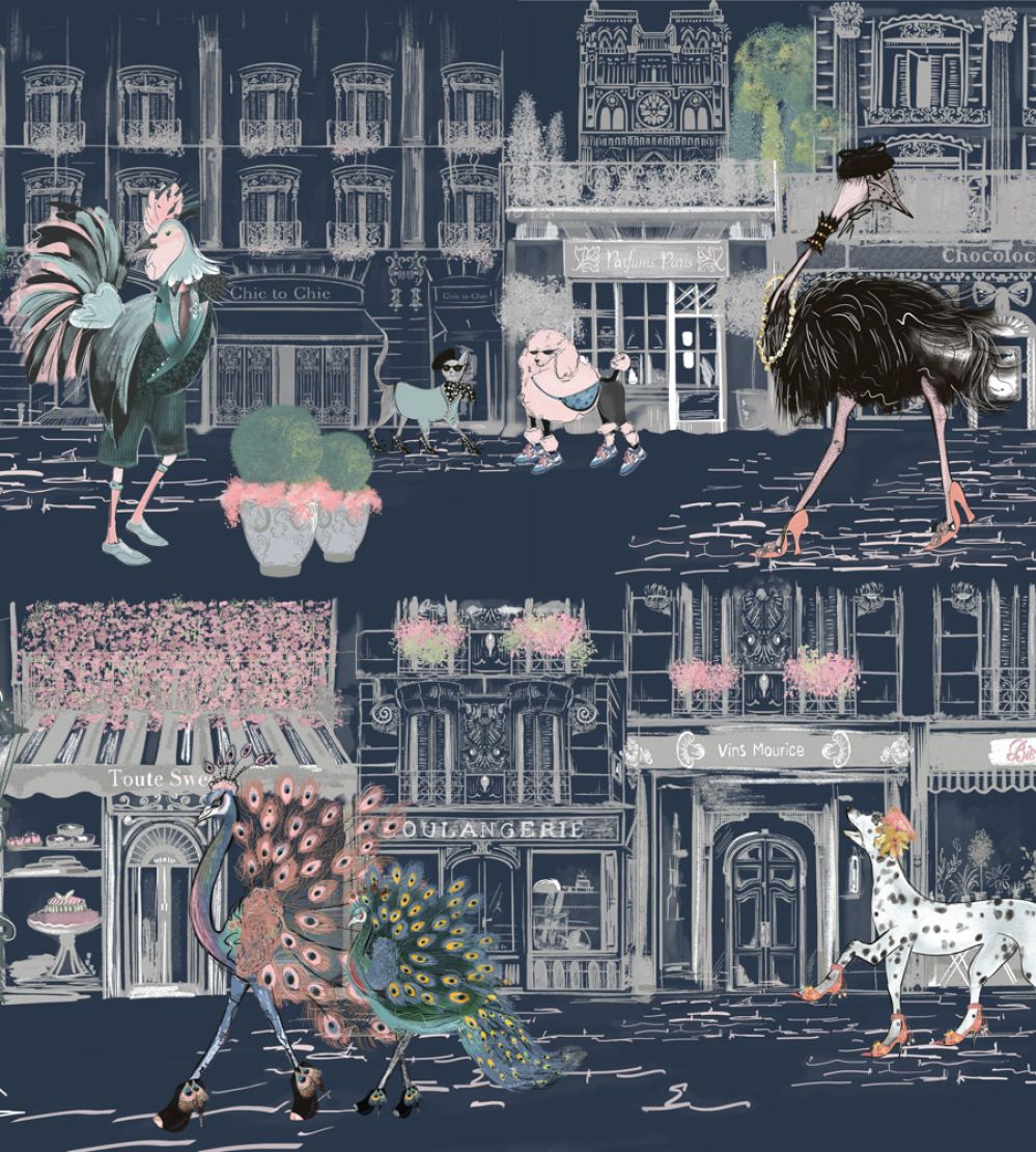 Catwalk Wallpaper by Brand McKenzie Deep Blue