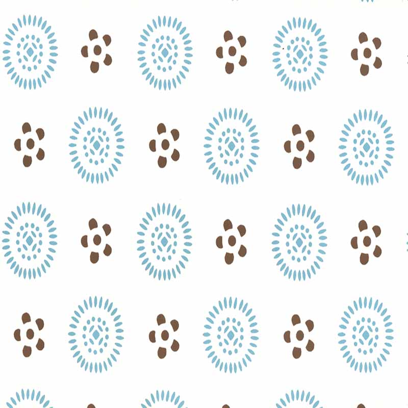 Cecil Two Color Teal Blue Brown wallpaper by China Seas