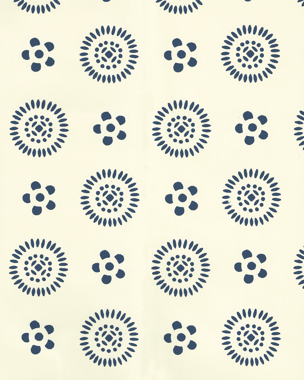 Cecil Navy on Off White wallpaper by China Seas