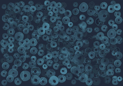 Cellular Patterns mural by Coordonné in Sapphire, flat pattern view