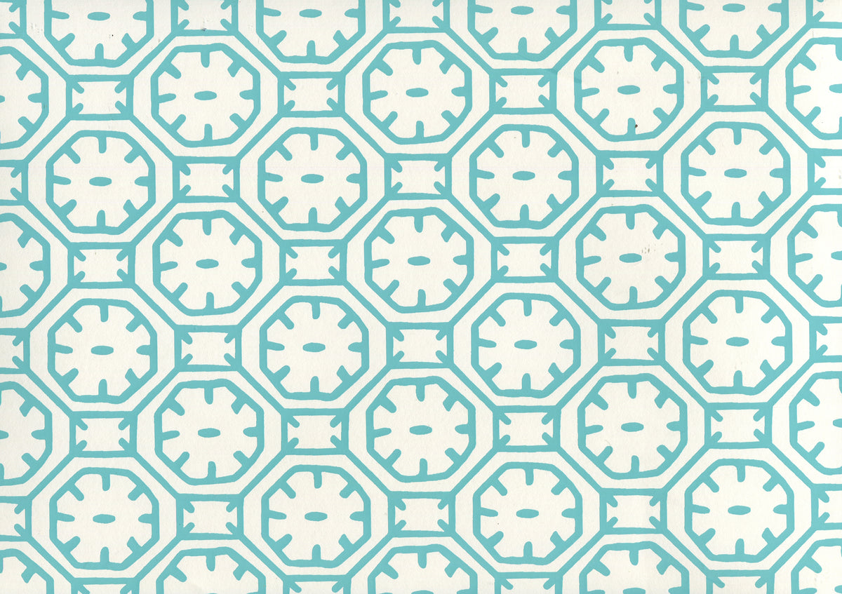 Ceylon Batik Turquoise on Almost White wallpaper by China Seas