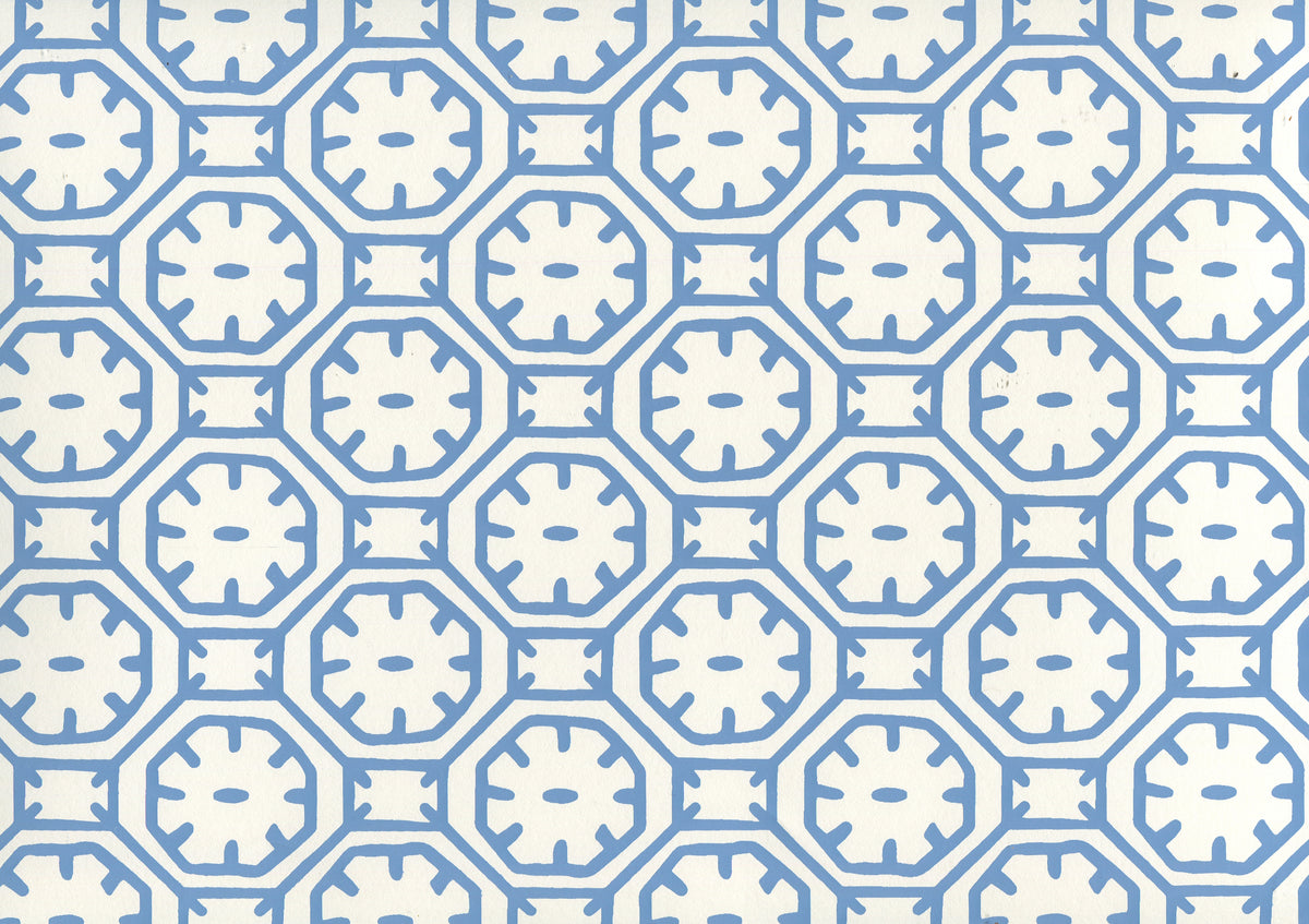 Ceylon Batik Medium Blue on Almost White wallpaper by China Seas